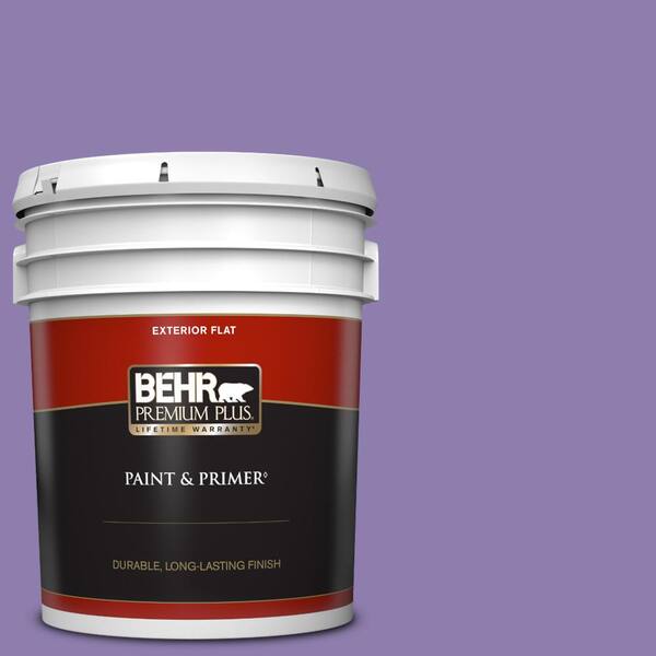 BEHR PREMIUM PLUS 5 gal. #PPU16-04 Purple Agate Flat Exterior Paint & Primer