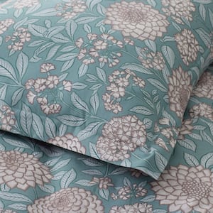 Company Cotton Zinnia Garden Teal Cotton Percale Sham