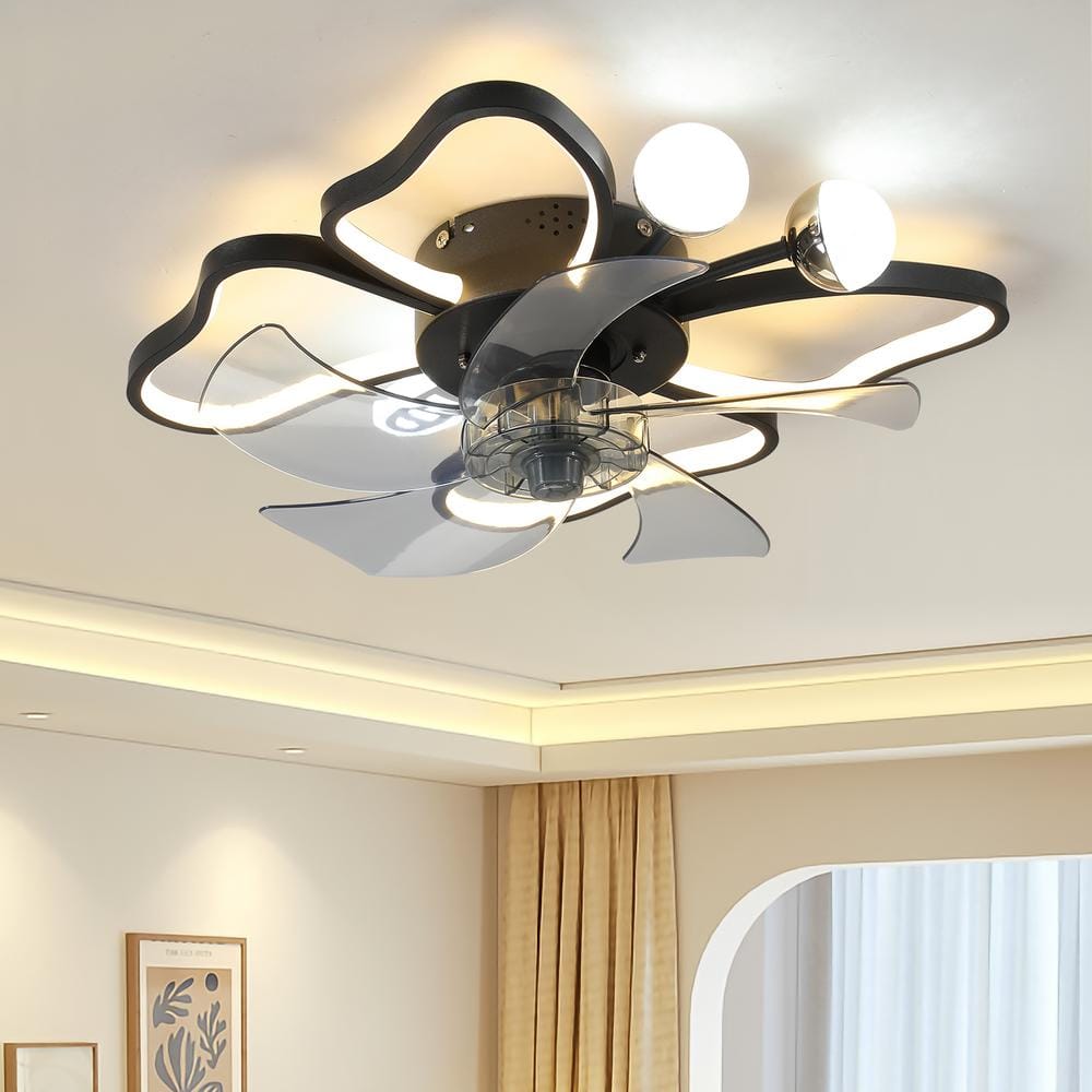 Black Butterfly Shape Flush Mount Ceiling Fan with LED Lights and Remote