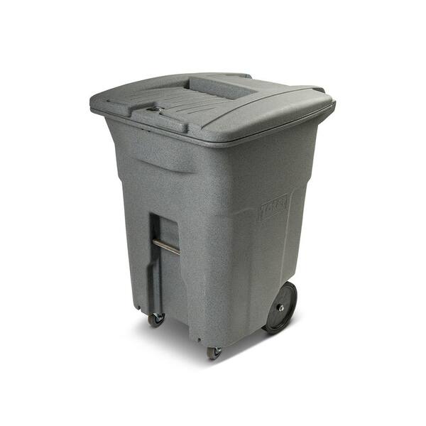 Toter 96 Gal Graystone Document Trash Can With Wheels And Lid Lock 2 Caster Wheels 2 Stationary Wheels Cdc96 01gst The Home Depot