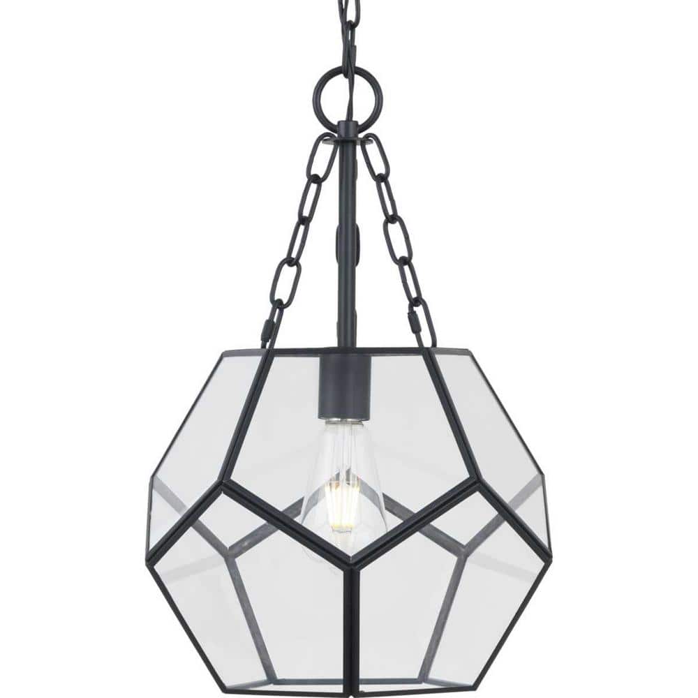 Progress Lighting Wianno 1-Light Matte Black Pendant with Clear Bound Glass  Shade P500345-31M - The Home Depot