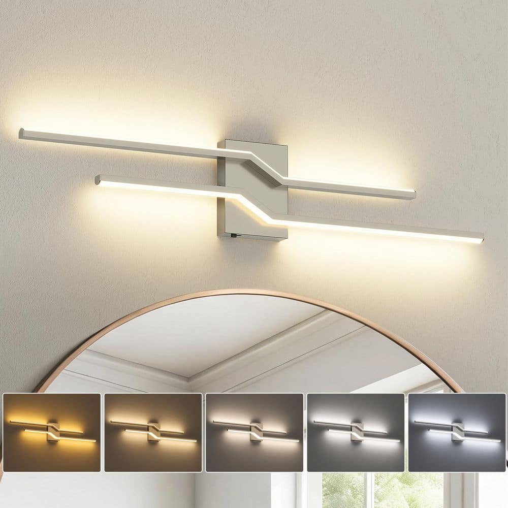 31.5 in. 1-Light Nickel LED Bathroom Vanity Light Bar with Dimmable and 5-CCT Adjustable Switch price history on PriceWatchPro