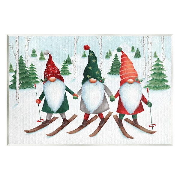 Stupell Industries Gnome Trio Skiing by Emma Leach 1-Piece Unframed Graphic Print Sports Poster Art Print 15 in. x 10 in.