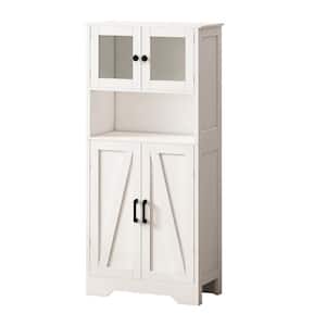 23.6 in. W x 11.8 in. D x 50.4 in. H White Linen Cabinet with LED Light for Living Room，Bathroom