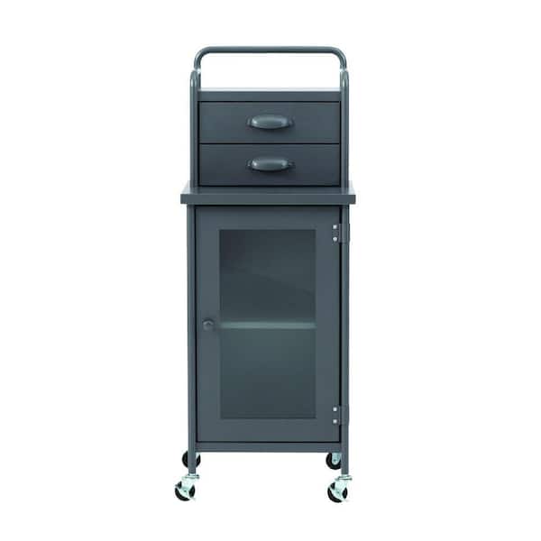 Home Decorators Collection Steel 2-Drawer Cart in Grey