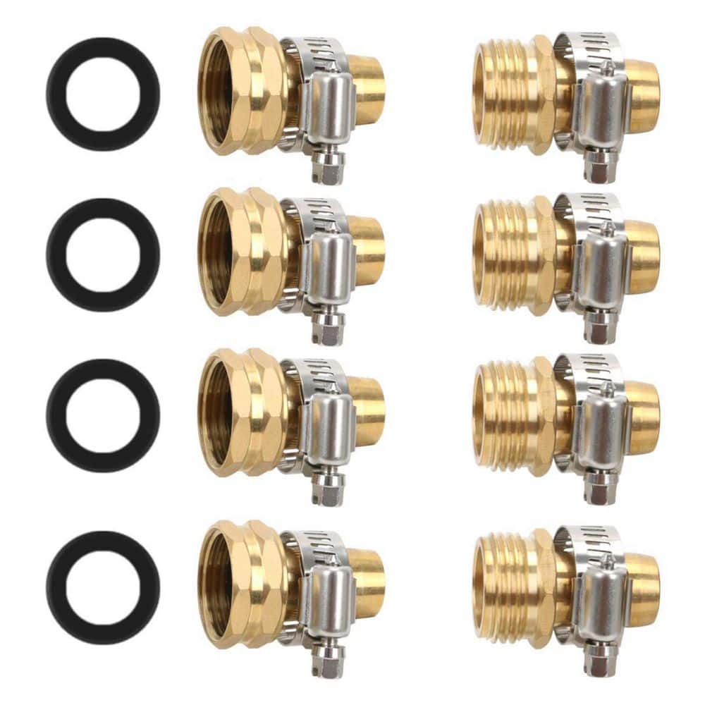 Solid Brass and Stainless Steel Hose Repair Kit, 4-Piece Set