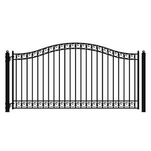 Dublin Style 18 ft. x 6 ft. Black Steel Single Swing Driveway Fence Gate