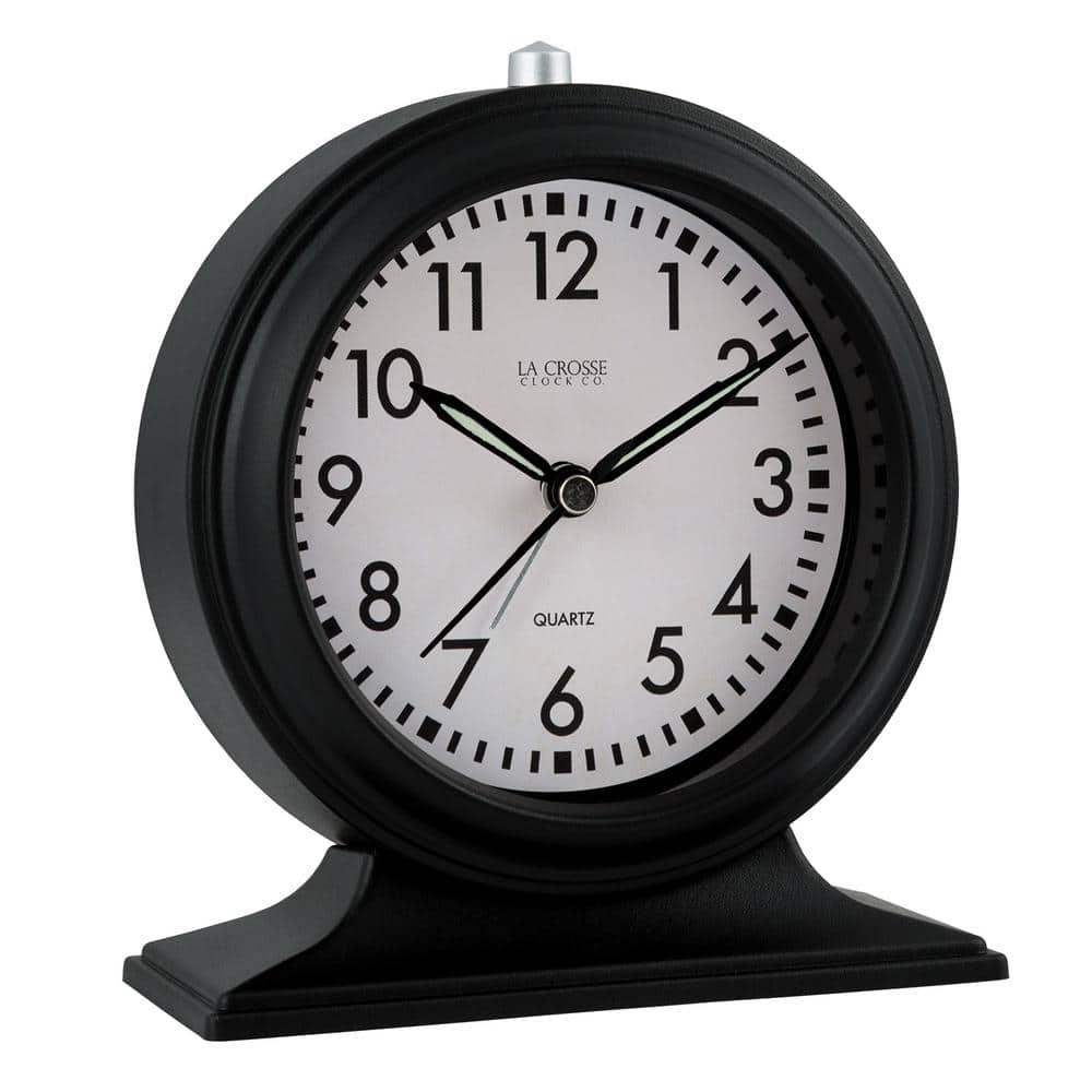 Small Black Plastic Round Analog Alarm Clock