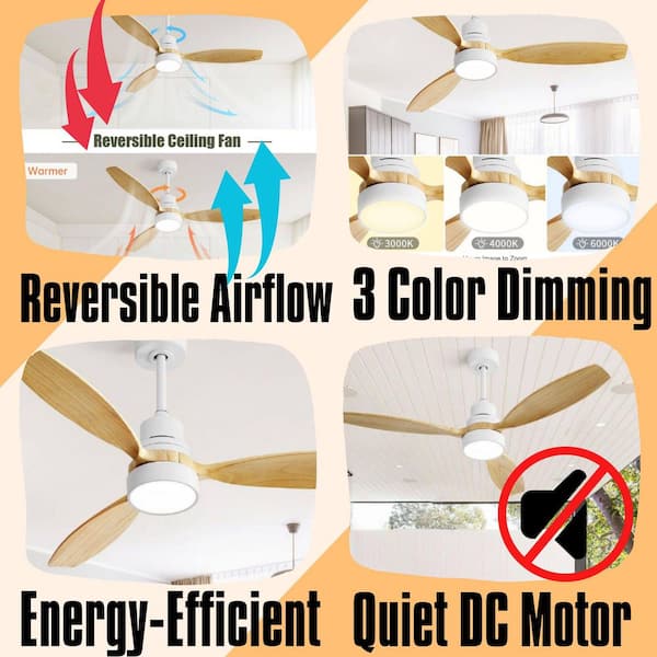 Modern Series 52 in. Brown Smart Low Profile 3-Blade Ceiling Fan with LED Light with Remote Downrod Mount