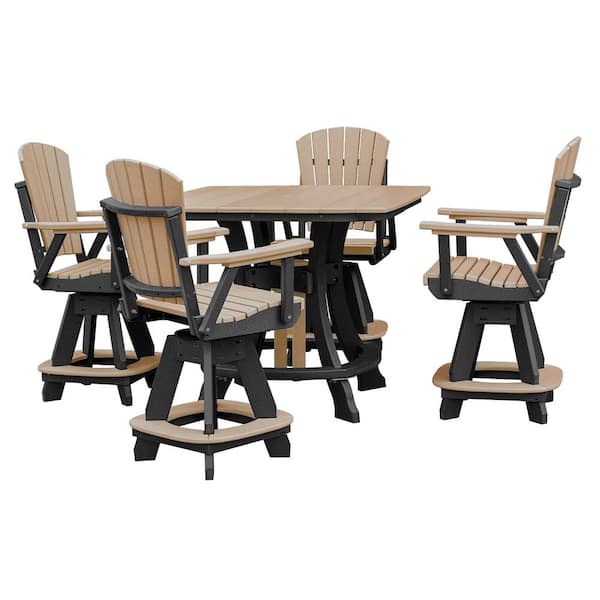 Adirondack Series Black 5 Piece Poly Resin Square Counter Height Outdoor Dining Set
