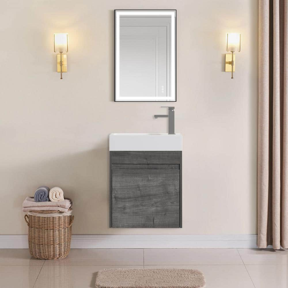 Small Corner Bathroom Vanity Cabinet with Sink and Mirror Cabinet, LED  Mirror w/ Anti-fog, Wall Mounted Utility Washing Hand Basin Design, Laundry  Tub