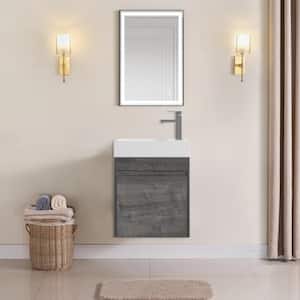 18 in. Wall-Mounted Floating Bathroom Vanity with Resin Sink and Soft-Close Cabinet Door in Grey