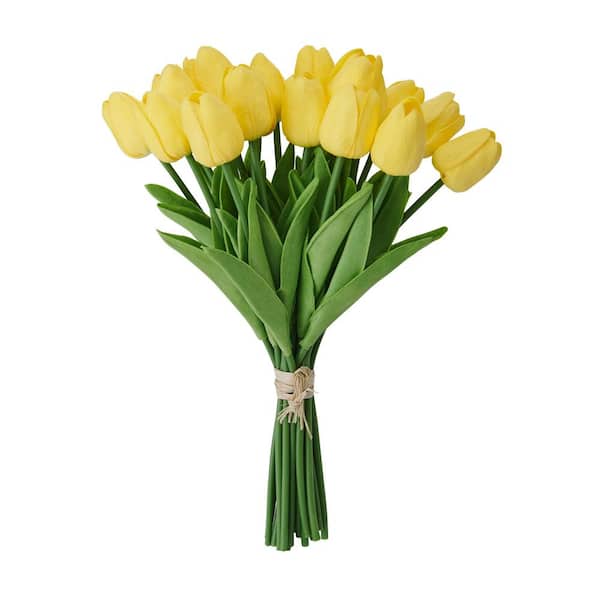 Mikasa 13 in. Yellow Artificial Tulip Floral Bouquet
