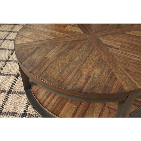 Roybeck 38 in. Brown Round MDF Coffee Table with 2-Pieces