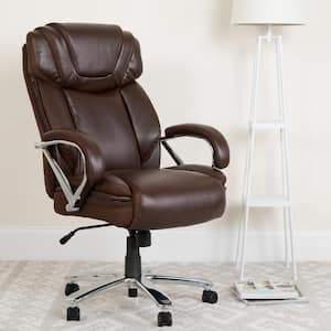 Brown Hercules High-Back Leather Soft Office Chair with Extra Wide Seat and Headrest, Ergonomic Swivel Executive Chair