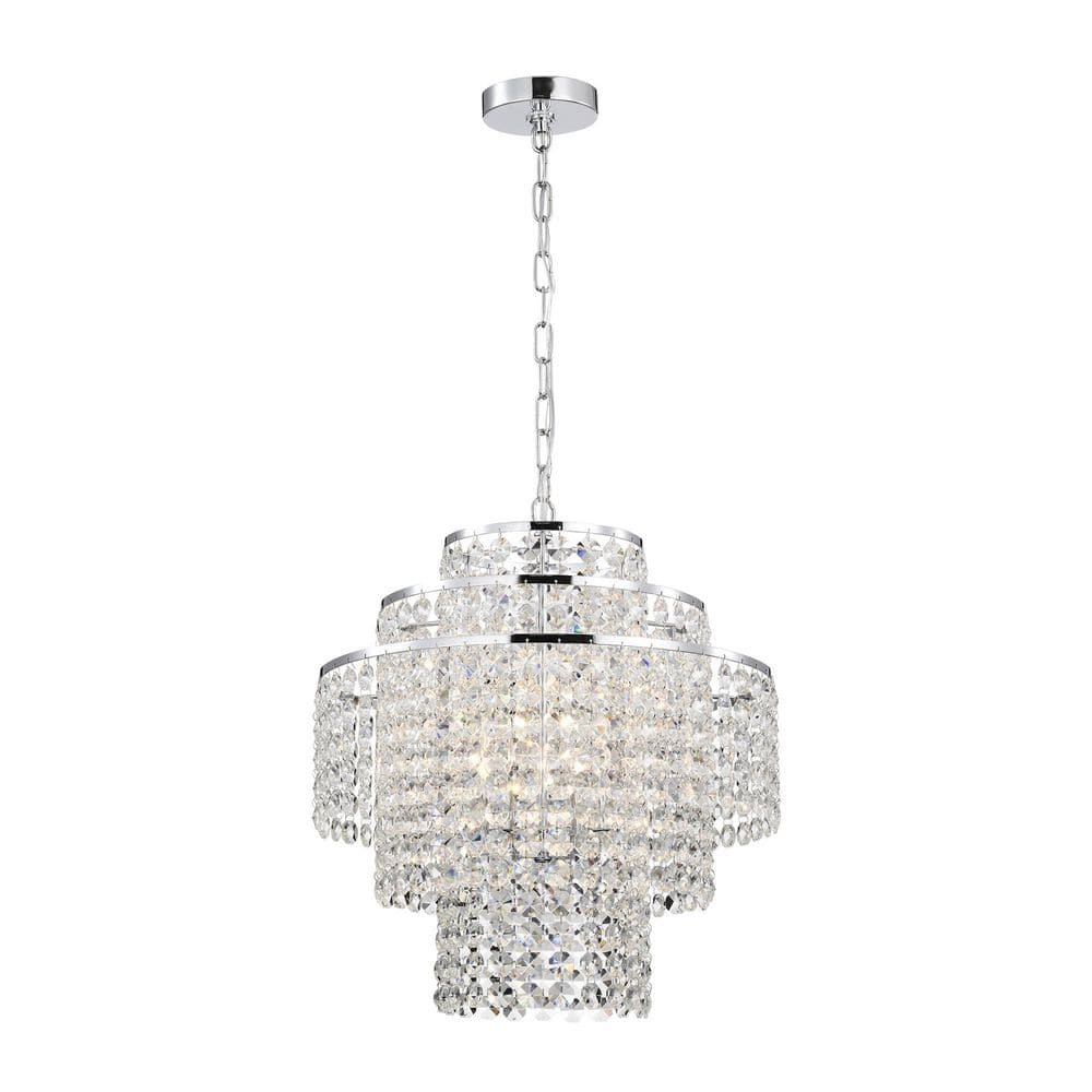 Glam Chrome and Crystal 4-Light Tiered Chandelier