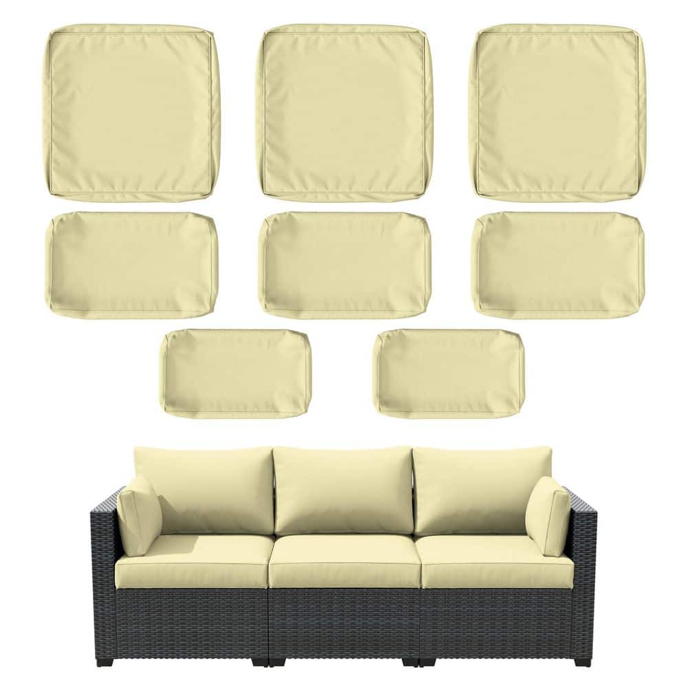 8-Piece 25.6 in. Outdoor Replacement Lounge Cushion Covers Light Yellow price history on PriceWatchPro
