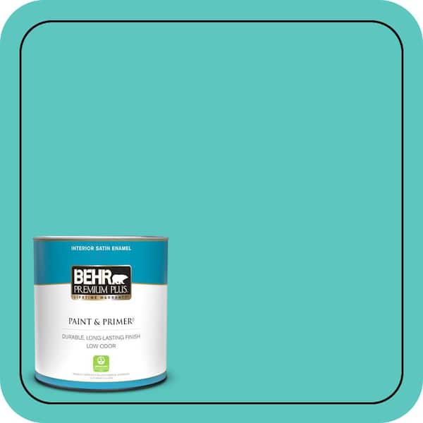 BEHR PREMIUM PLUS 1 qt. #490B-4 Sea Life Satin Enamel Low Odor Interior Paint & Primer