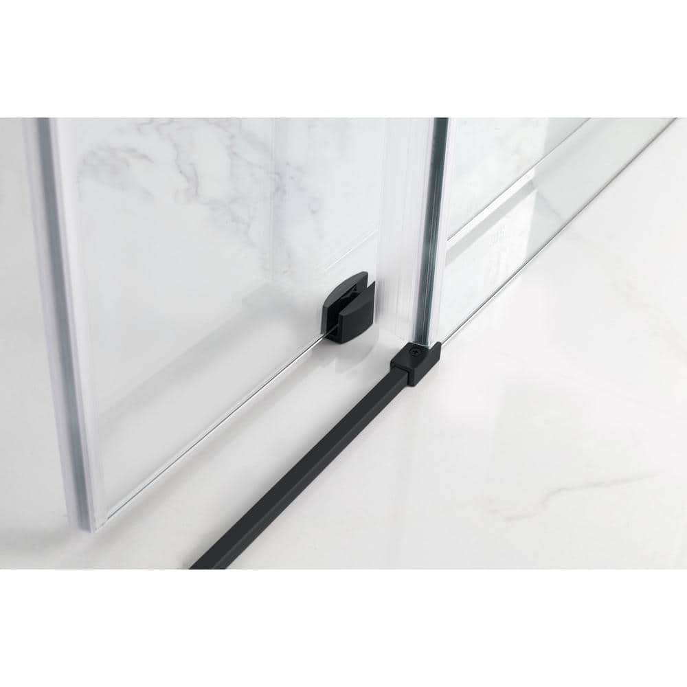 Coraline XL Matte Black Frameless Sliding Shower Enclosure