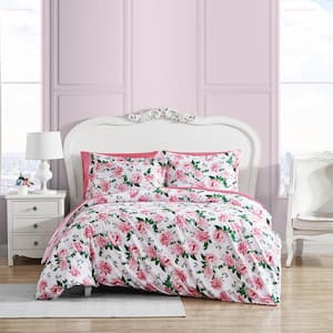 Cotton Tale Designs 100% Cotton Black & White Floral Damask with Pink Zebra Animal Zoo Print Girly Twin 5 Piece Reversible Quilt Bedding Set 
