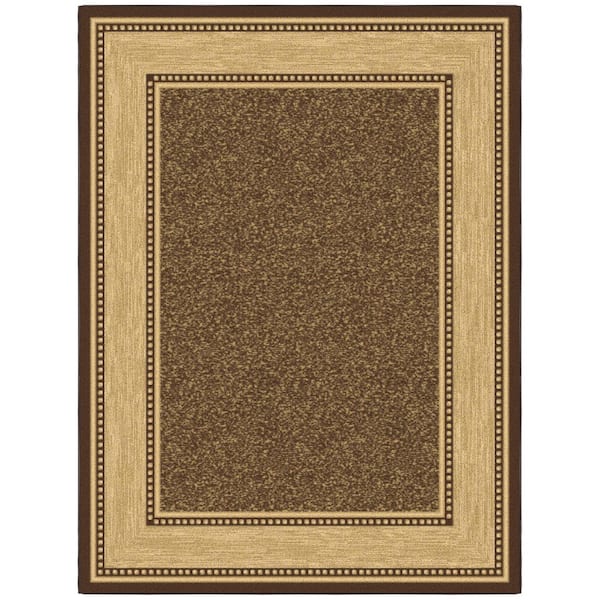 Ottohome Collection Non-Slip Rubberback Bordered 5x7 Indoor Area Rug, 5 ft. x 6 ft. 6 in., Dark Brown