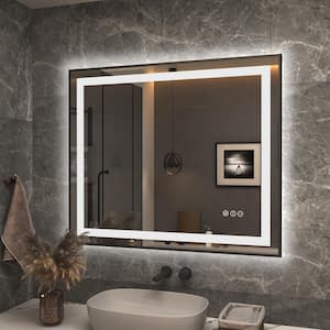 30 in. W x 36 in. H Rectangular Framed Front and Back LED Lighted Anti-Fog Wall Bathroom Vanity Mirror in Tempered Glass