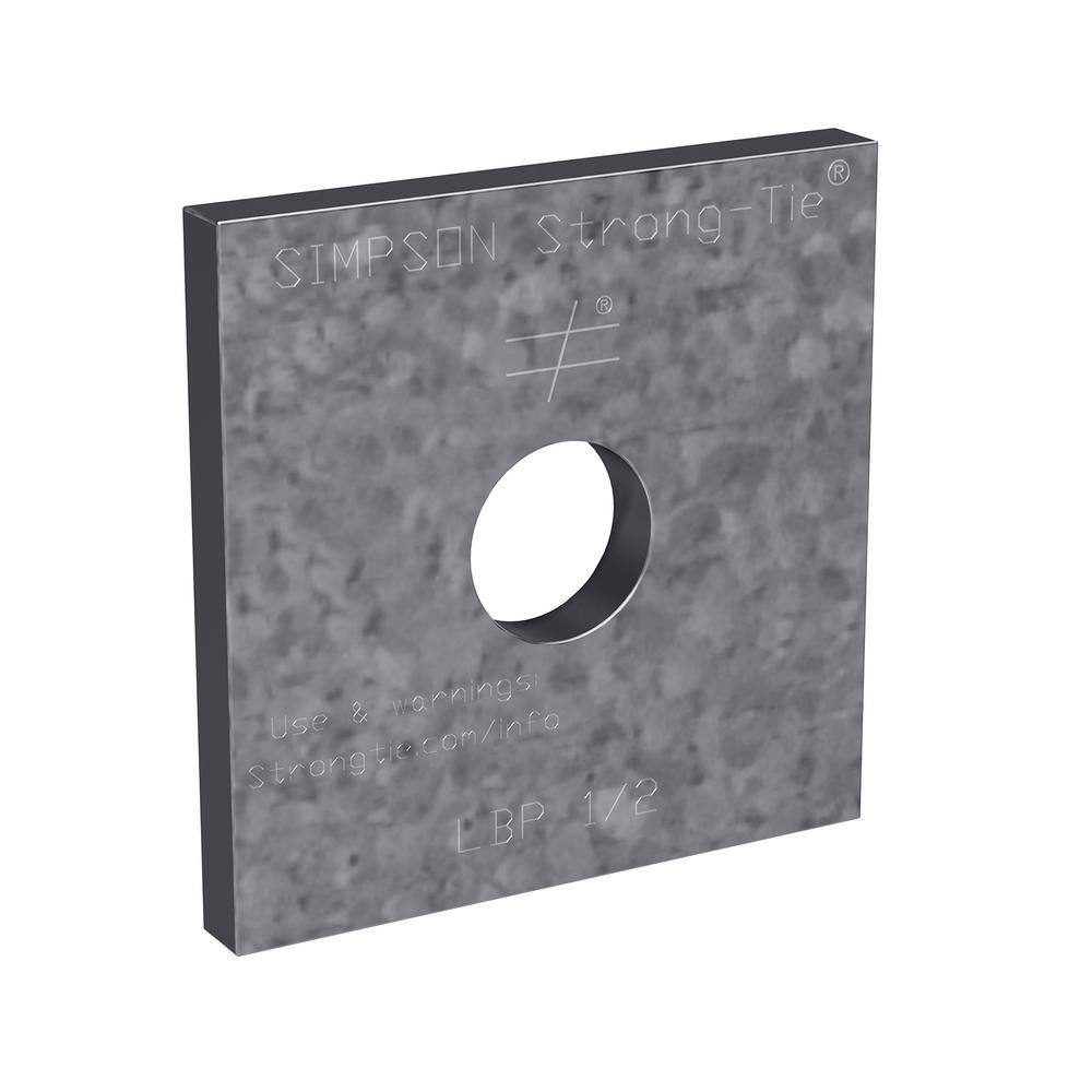 Simpson Strong-Tie LBP 2 in. x 2 in. ZMAX Galvanized Bearing Plate with 1/2  in. Bolt Diameter LBP 1/2Z - The Home Depot