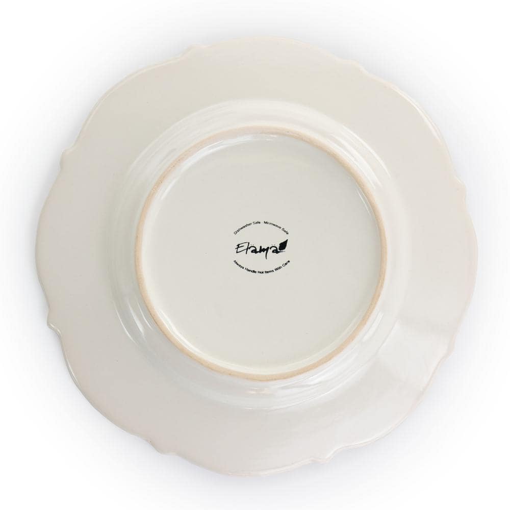 Luna White Porcelain Scalloped 16-Piece Dinnerware Set