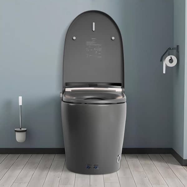 UPIKER 12 in 1-Piece 1.28 GPF Elongated Toilet in Matte Black with Heated Seat and Auto Flush