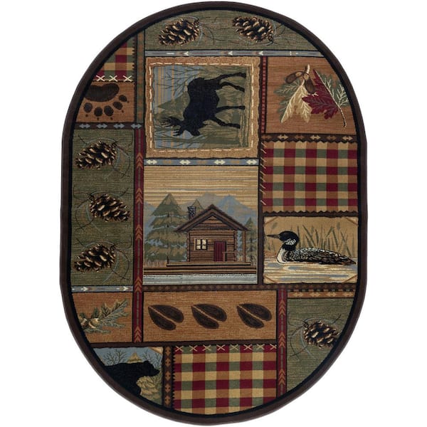 Nature Lodge Multi-Color 3 ft. x 4ft. Oval Indoor Area Rug