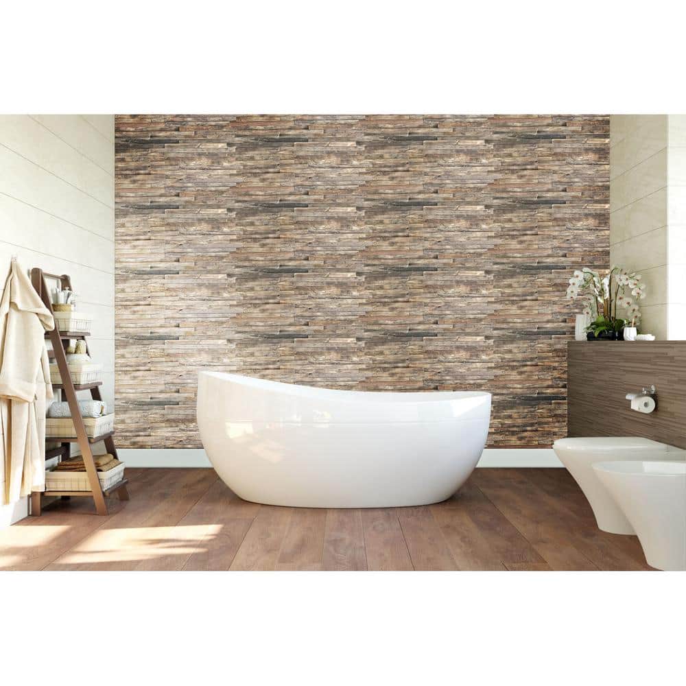 Natural Finish Stacked Boat Wood Mosaic Wall Tile