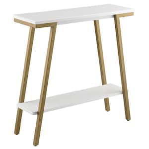 White Mixed Metal and Wood Hall Console