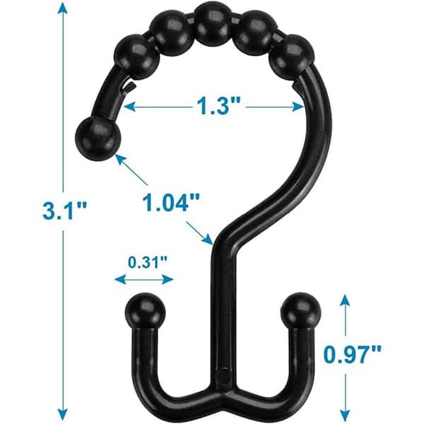 Dyiom Plastic Shower Curtain Hooks, Black Shower Curtain Rings/Hooks,  12-Pieces Shower Hooks for Shower Curtain, in White B083LPNXWF - The Home  Depot