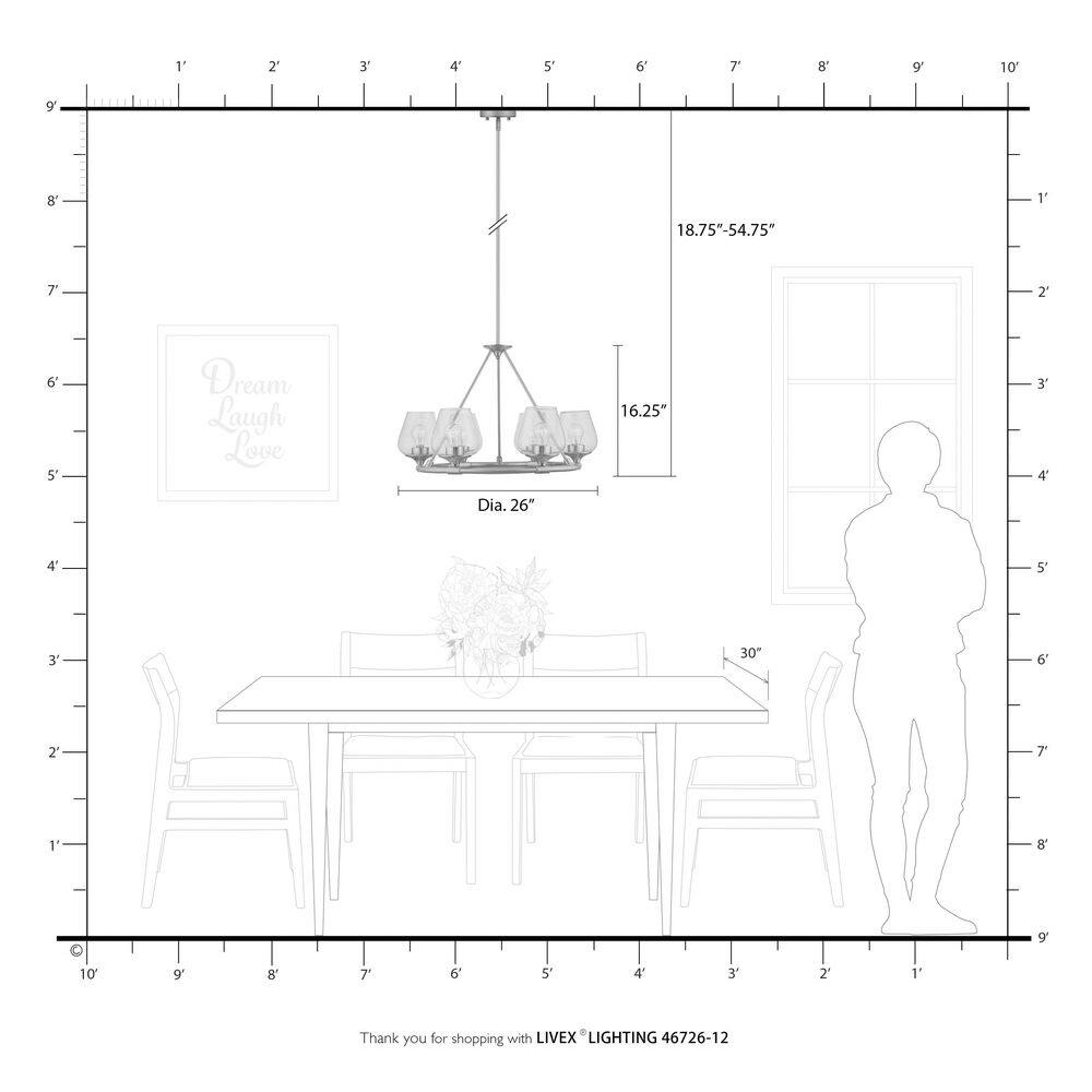 Elegant Willow 6-Light Chandelier with Clear Glass in Satin Brass