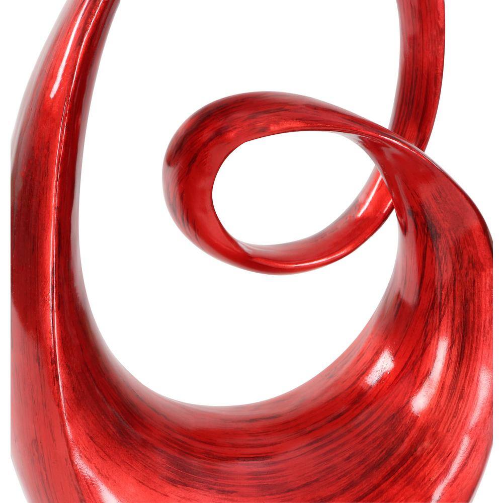 Red Polystone Abstract Swirl Decorative Sculpture