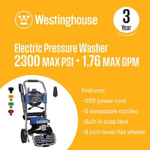 2300 PSI 1.76 GPM 13 Amp Cold Water Electric Powered Pressure Washer with Turbo Nozzle and 5-Quick Connect Tips