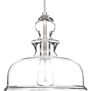 Staunton Collection 1-Light Brushed Nickel Pendant with Clear Glass