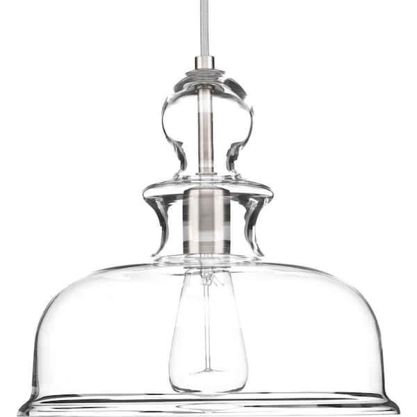 Progress Lighting Staunton Collection 1-Light Brushed Nickel Pendant with Clear Glass