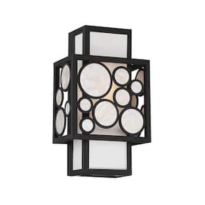 Mosaic 1-Light Oil Rubbed Bronze Wall Sconce with White Linen and Shell Cloth Shade