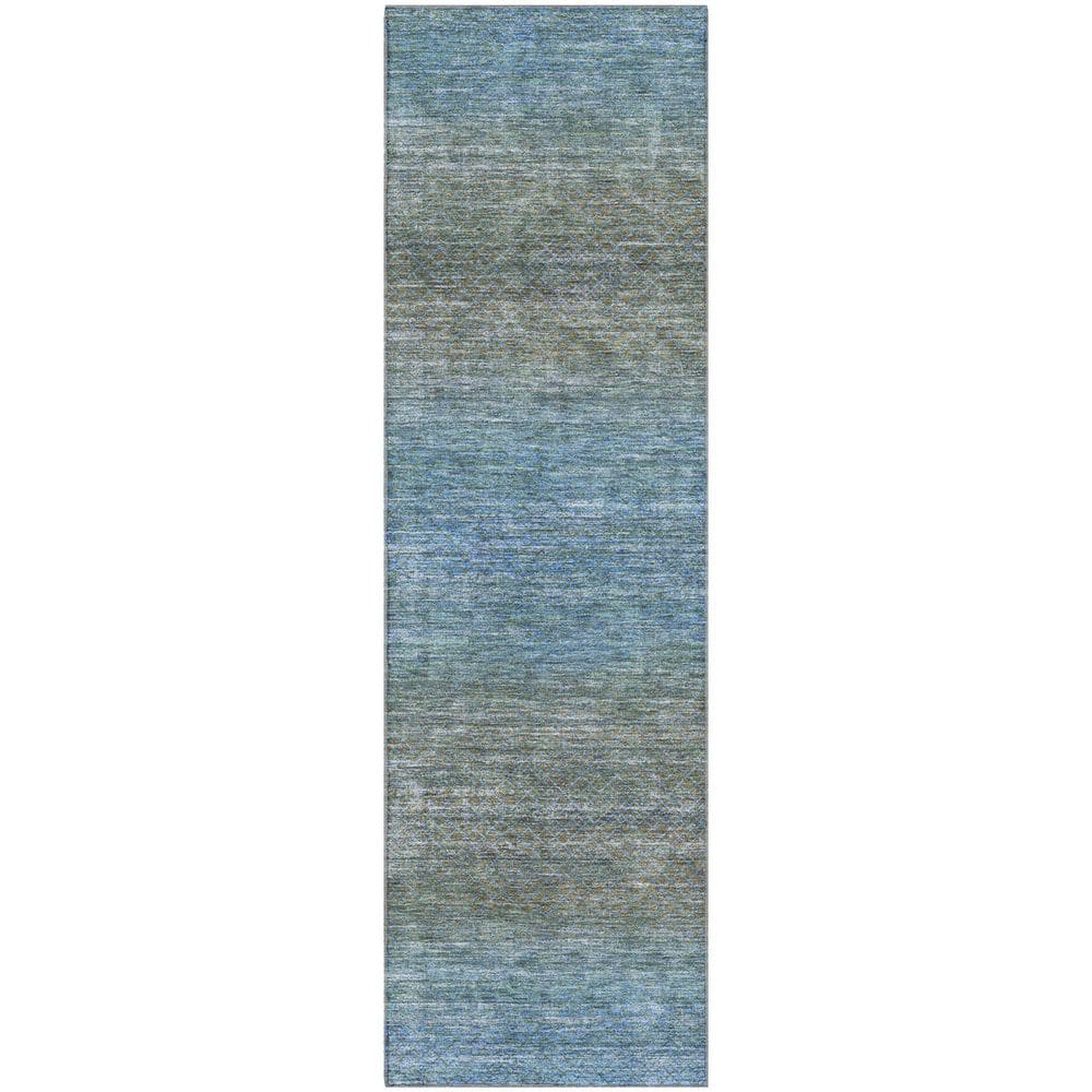 Mayfield Premium Machine Washable Abstract AMF2005 Blue 2 ft. x 7 ft. Runner Rug price history on PriceWatchPro