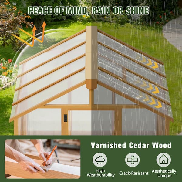 COOS BAY 6 x 8 ft Wooden Greenhouse with 2-Layer PC Panel