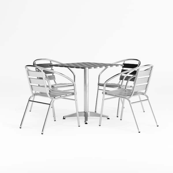 Aluminum 5-Piece Metal Square Outdoor Bistro Set