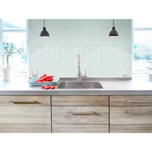 Caribbean Water Blue 3 in. x 6 in. Glossy Glass Wall Tile (10 sq. ft./Case)
