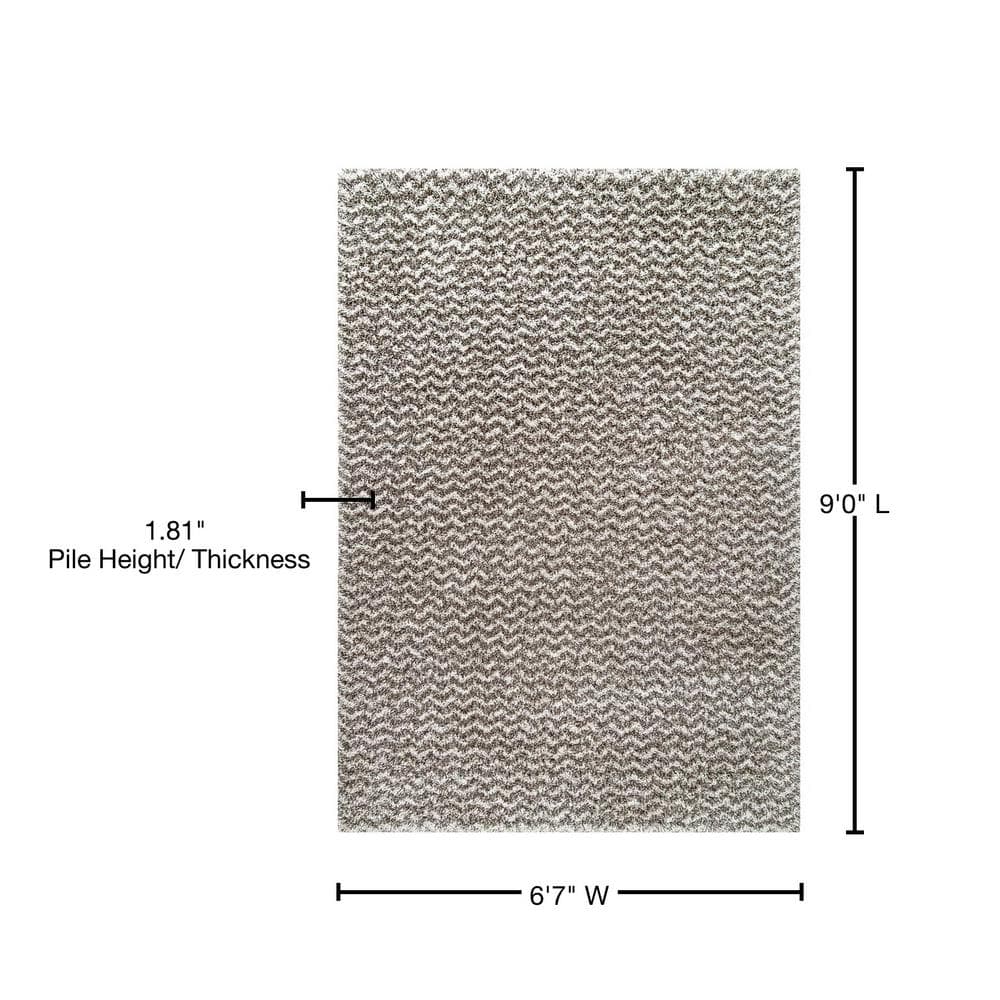 Cuellar Chevron Dark Gray 79" Easy-Care Shag Area Rug