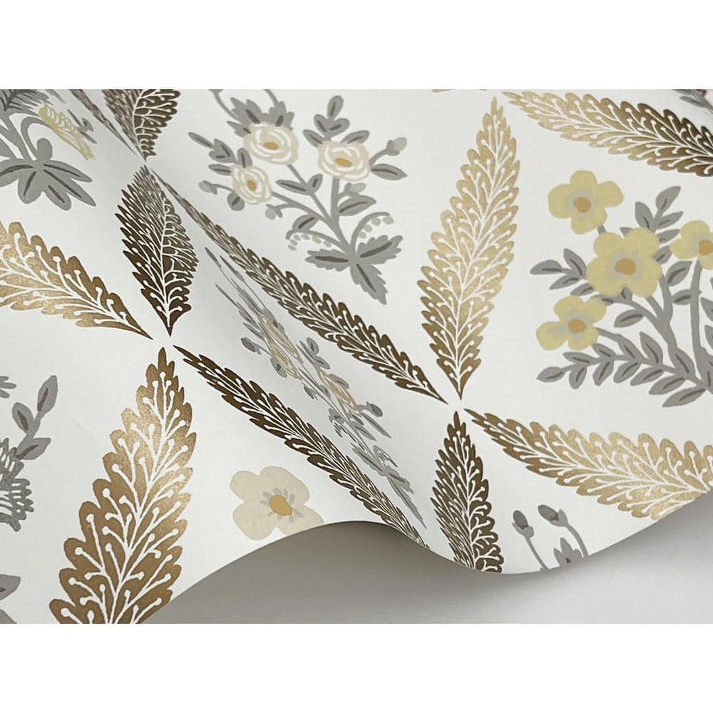 Gold and White Floral Garden Removable Wallpaper