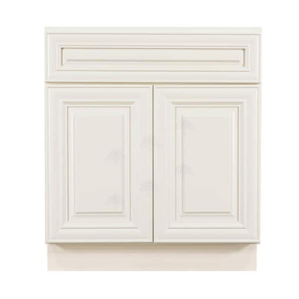 LIFEART CABINETRY Princeton Assembled 24 in. x 34.5 in. x 24 in. Sink Base Cabinet with 2-Door in Off-White