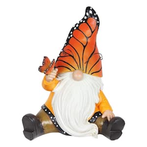 Solar Hand Painted Monarch Butterfly Hat, 6 in. x 9 in. Gnome Garden Statue