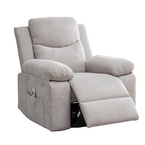 Beige Fabric Power Adjustable Massage Recliner Chair with Heating System