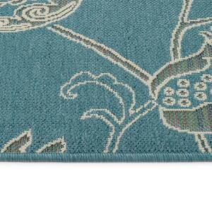 Amalie Collection Light Blue 3 ft. 6 in. x 5 ft. 6 in. Rectangle Indoor/Outdoor Area Rug