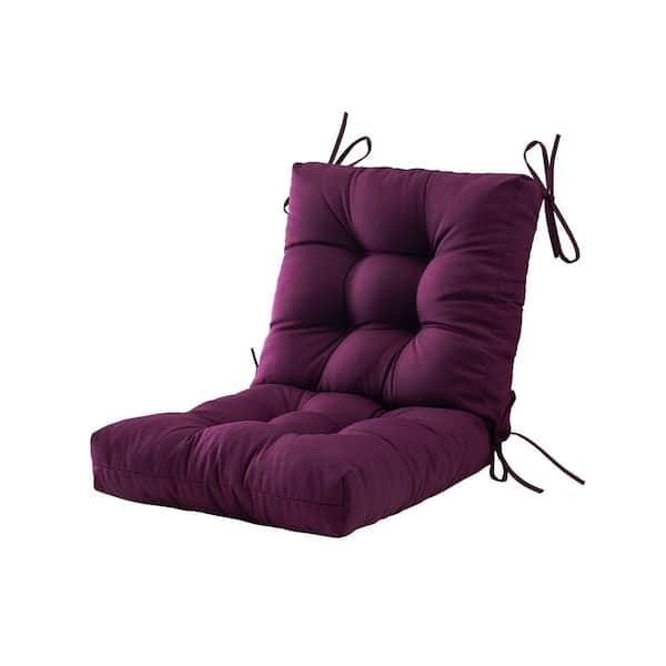 BLISSWALK L40 in. W x 20 in. H x 4 in. Outdoor Chair Cushion Tufted Outdoor Cushion Seat Back Floral Patio Furniture Tie in Grey